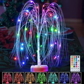 2PCS  Lighted Willow Tree for Table Decor;  22In Christmas Tabletop Tree with Color Changing Fairy Lights;  White Tree Weeping Willow Bonsai Lit Tree