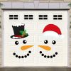 1 Set, Magnet Sticker, Merry Christmas Decorative Garage Door Decorative Snowman Magnet Sticker, Refrigerator Snowman Face Garage Sticker Set, Reflect