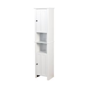 Bathroom Floor Storage Cabinet with 2 Doors Living Room Wooden Cabinet with 6 Shelves 15.75 x 11.81 x 66.93 inch