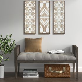 Natural Mandal Two-tone Geometric 3-piece Wood Wall Decor Set