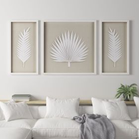 Sabal Framed Rice Paper Palm Leaves 3-piece Shadowbox Wall Decor Set