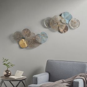 Lenzie Multi-colored Lily Pad Leaves 2-piece Metal Wall Decor Set