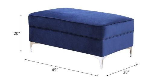 ACME Bovasis Ottoman in Blue Velvet LV00367