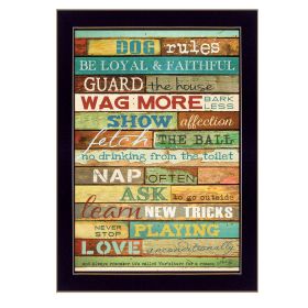 "Dog Rules" By Marla Rae, Printed Wall Art, Ready To Hang Framed Poster, Black Frame