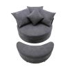 Orisfur. 360¬∞ Swivel Accent Barrel Chair with Storage Ottoman & 4 Pillows, Modern Linen Leisure Chair Round Accent for Living Room