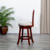 30" Bar Height X-Back Swivel Stool, Cherry Finish, Beige Fabric Seat