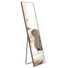 Brown Solid Wood Frame Full-length Mirror, Dressing Mirror, Bedroom Home Porch, Decorative Mirror, Clothing Store, Floor Mounted Large Mirror, Wall Mo