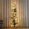 7 Feet Prelit Snow Flocked Pencil Christmas Tree Decoration 150 LED UL Plug Warm Lights 570 Branch Artificial Slim Xmas Tree Indoor Outdoor Home Decor