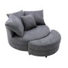 Orisfur. 360¬∞ Swivel Accent Barrel Chair with Storage Ottoman & 4 Pillows, Modern Linen Leisure Chair Round Accent for Living Room