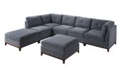 Modular Living Room Furniture Corner Wedge Ash Chenille Fabric 1pc Cushion Wedge Sofa Couch Exposed Wooden base