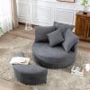 Orisfur. 360¬∞ Swivel Accent Barrel Chair with Storage Ottoman & 4 Pillows, Modern Linen Leisure Chair Round Accent for Living Room