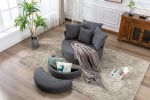 Orisfur. 360¬∞ Swivel Accent Barrel Chair with Storage Ottoman & 4 Pillows, Modern Linen Leisure Chair Round Accent for Living Room