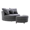 Orisfur. 360¬∞ Swivel Accent Barrel Chair with Storage Ottoman & 4 Pillows, Modern Linen Leisure Chair Round Accent for Living Room