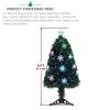 3ft Top With Stars, Plastic Base, PVC Material, 12 Light Colorful Discoloration With Snow Flakes, 85 Branches, Christmas Tree, Green