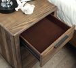 1pc Nightstand Only Transitional Rustic Natural Tone Solid wood Felt Lined Drawers Metal Handles Black Bar Pull Bedroom Furniture