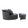 Orisfur. 360¬∞ Swivel Accent Barrel Chair with Storage Ottoman & 4 Pillows, Modern Linen Leisure Chair Round Accent for Living Room