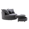 Orisfur. 360¬∞ Swivel Accent Barrel Chair with Storage Ottoman & 4 Pillows, Modern Linen Leisure Chair Round Accent for Living Room