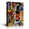 Framed Canvas Wall Art Decor Abstract Style Painting,Wine Bottle with Glasses Painting Decoration For Bar, Restrant, Kitchen, Dining Room, Office Livi