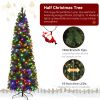 7.5ft Pencil Shape Automatic Tree Structure PVC Material 1090 Round Heads 350 Lights Warm Color With Colorful 10 Modes, Christmas Tree Green