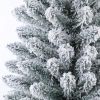 7 Feet Prelit Snow Flocked Pencil Christmas Tree Decoration 150 LED UL Plug Warm Lights 570 Branch Artificial Slim Xmas Tree Indoor Outdoor Home Decor