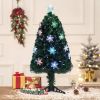 3ft Top With Stars, Plastic Base, PVC Material, 12 Light Colorful Discoloration With Snow Flakes, 85 Branches, Christmas Tree, Green