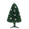 3ft Top With Stars, Plastic Base, PVC Material, 12 Light Colorful Discoloration With Snow Flakes, 85 Branches, Christmas Tree, Green