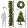 Pre-lit Artificial Christmas 4-Piece Set,Garland, Wreath and Set of 2 Entrance Trees Pre-lit Artificial Christmas 4-Piece Set,Garland, Wreath and Set