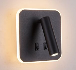 Modern Minimalist Bedside LED Wall Lamp Creative Led Spotlight (Option: With 14wled Warm Light-B204 Square Black)