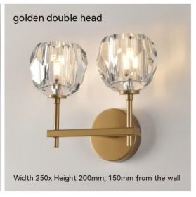 Bedroom Bedside Crystal Wall Lamp (Option: Without Light Source-Double Head Golden)