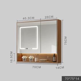 Smart Cabinet With Led Lights Anti-fog Hanging Wall Type Toilet Dressing Bathroom Combination Mirror (Option: Wood color-70cm)