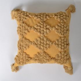 Nordic Style Cotton And Linen Living Room Ins Cotton Pillow Cover (Option: Yellow Diamond Tufted-45x45 Without Core)