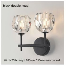 Bedroom Bedside Crystal Wall Lamp (Option: Warm Light LED5W-Double Head Black)