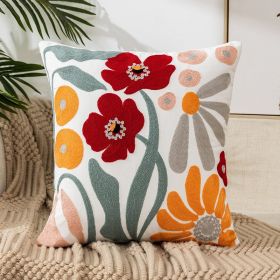 Flower Embroidery Pillow Cover Pastoral Style (Option: Style 1-45x45CM Single Pillowcase)