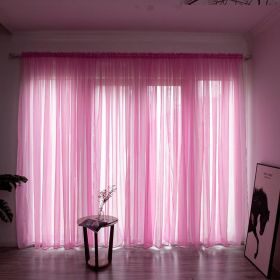 Simple And Modern Balcony Solid Color Gauze Curtain (Option: Deep pink-3x2.7Hook)