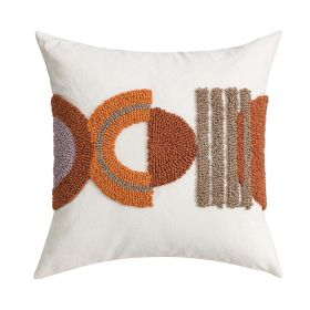 Cotton Canvas Loop Tufted Pillow (Option: Coffee Orange-45x45cm Without Core)