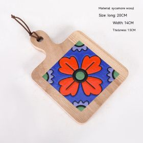 Vintage Solid Wood Tile Handle Potholder (Option: Log Color 010)