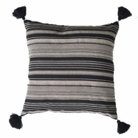 Nordic Style Cotton And Linen Living Room Ins Cotton Pillow Cover (Option: Black Stripe-45x45 Without Core)