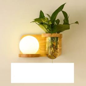 Green Plant Solid Wood Corridor Decoration Bedroom Bed Creative Wall Lamp (Option: B-Left style)