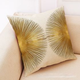 Golden Leaves Cotton And Linen Cushion Case Back Seat Office Siesta Pillow (Option: D Style-45 √ó 45 Encrypted Linen)