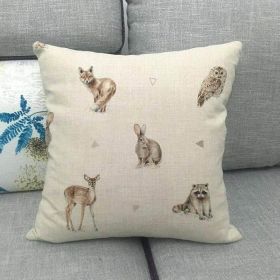 Gray Style Animal Linen Sofa Car Pillow Cover (Option: 7style-45x45cm)