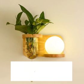 Green Plant Solid Wood Corridor Decoration Bedroom Bed Creative Wall Lamp (Option: B-Right style)