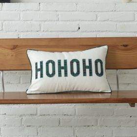 Polyester-cotton Canvas Christmas Green Plaid Pillow Cover (Option: HOHOHO Canvas 3050-30x35cm Or 45x45cm)