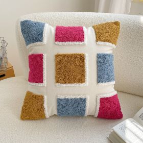 Modern Simple Embroidery Towel  Pillowcsae (Option: Color Lattice Square X 45cm-Single Pillowcase)