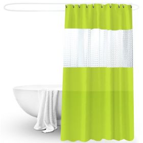 Splicing Translucent Waterproof Mildew Proof Bathroom Bath Shower Partition Curtain (Color: Green)