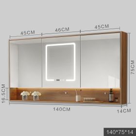 Smart Cabinet With Led Lights Anti-fog Hanging Wall Type Toilet Dressing Bathroom Combination Mirror (Option: Wood color-140cm)