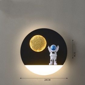 Bedroom Bedside Astronaut-shaped Shelf Wall Lamp (Option: Circle black-Warm light)