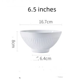 Vintage Ceramic Round Dessert Plate Rice Bowl (Option: White-6.5inches-6PCS)