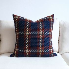 Affordable Luxury Style Plaid Wool Pillow Sofa Cushion Model Room Pillow Cover (Option: Blue-30x50cm)