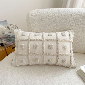 Modern Simple Embroidery Towel  Pillowcsae (Option: White Grid Length 30x 50cm-Single Pillowcase)