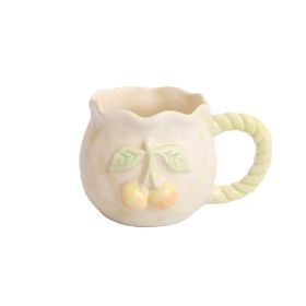 Hand Painted Embossed Pink Flower Ceramic Mug (Option: Apricot-340ml)